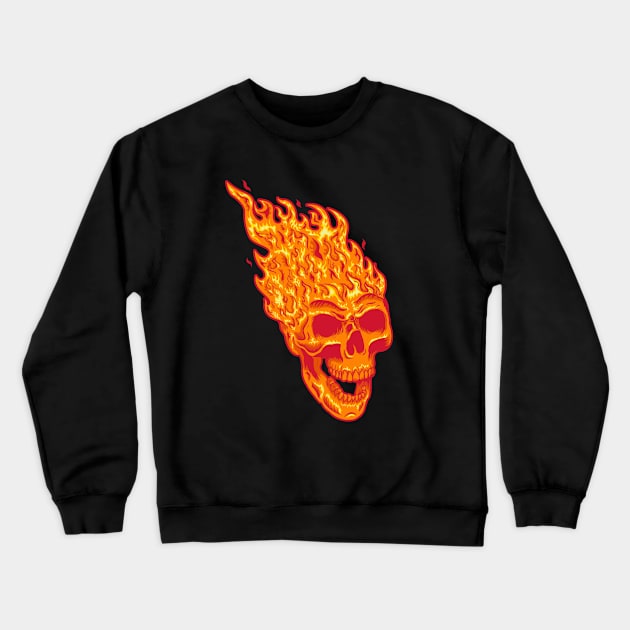 Flames Skull Crewneck Sweatshirt by Joebarondesign